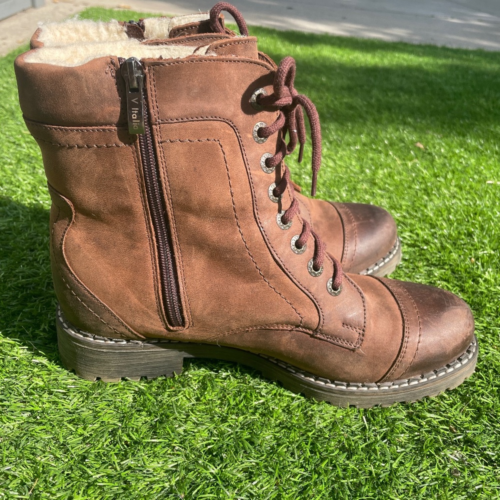 V Italia Wool Lined Leather Boots